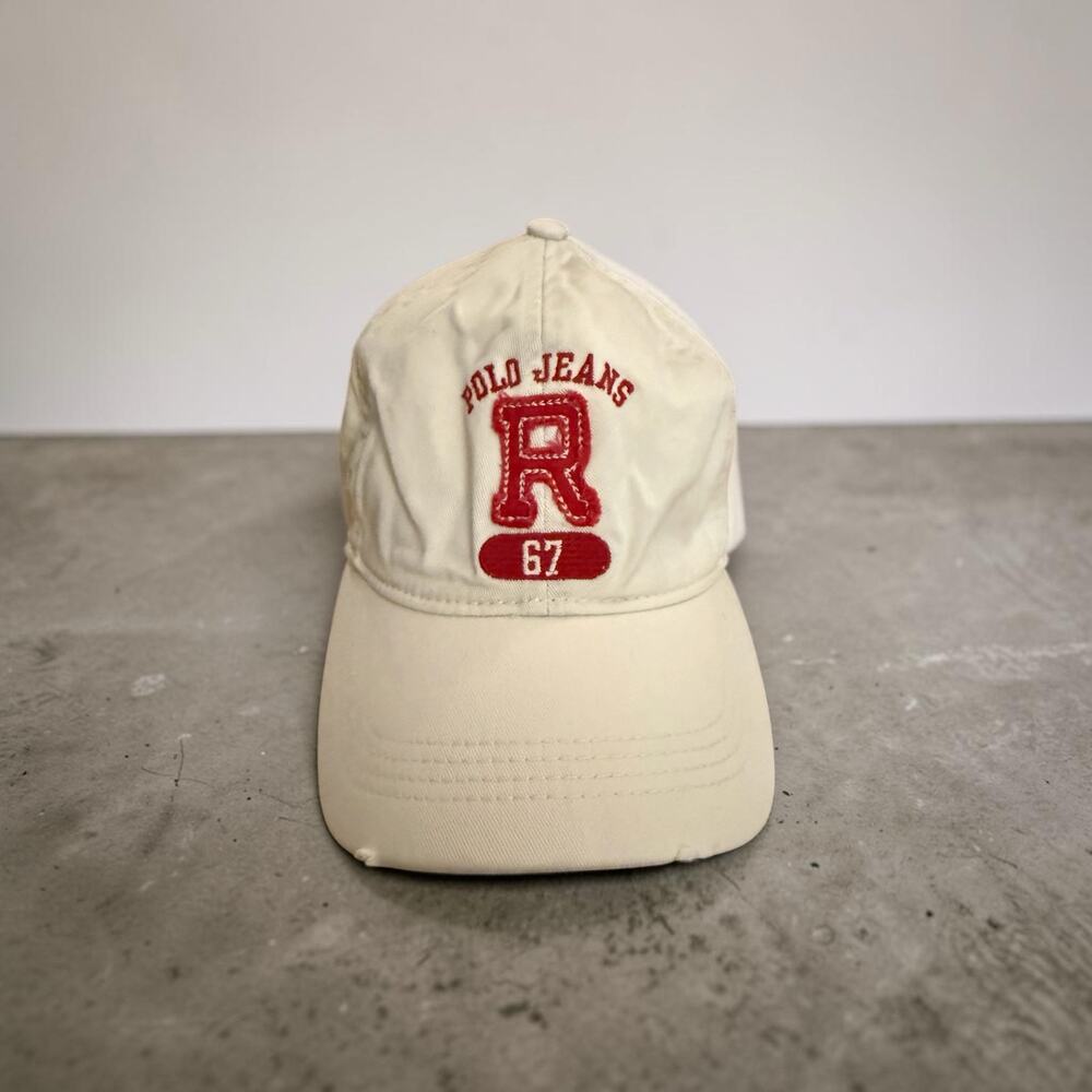 Vintage Polo Jeans Co Ralph Lauren Hat Varsity R 67
 Baseball Cap Y2K Rare